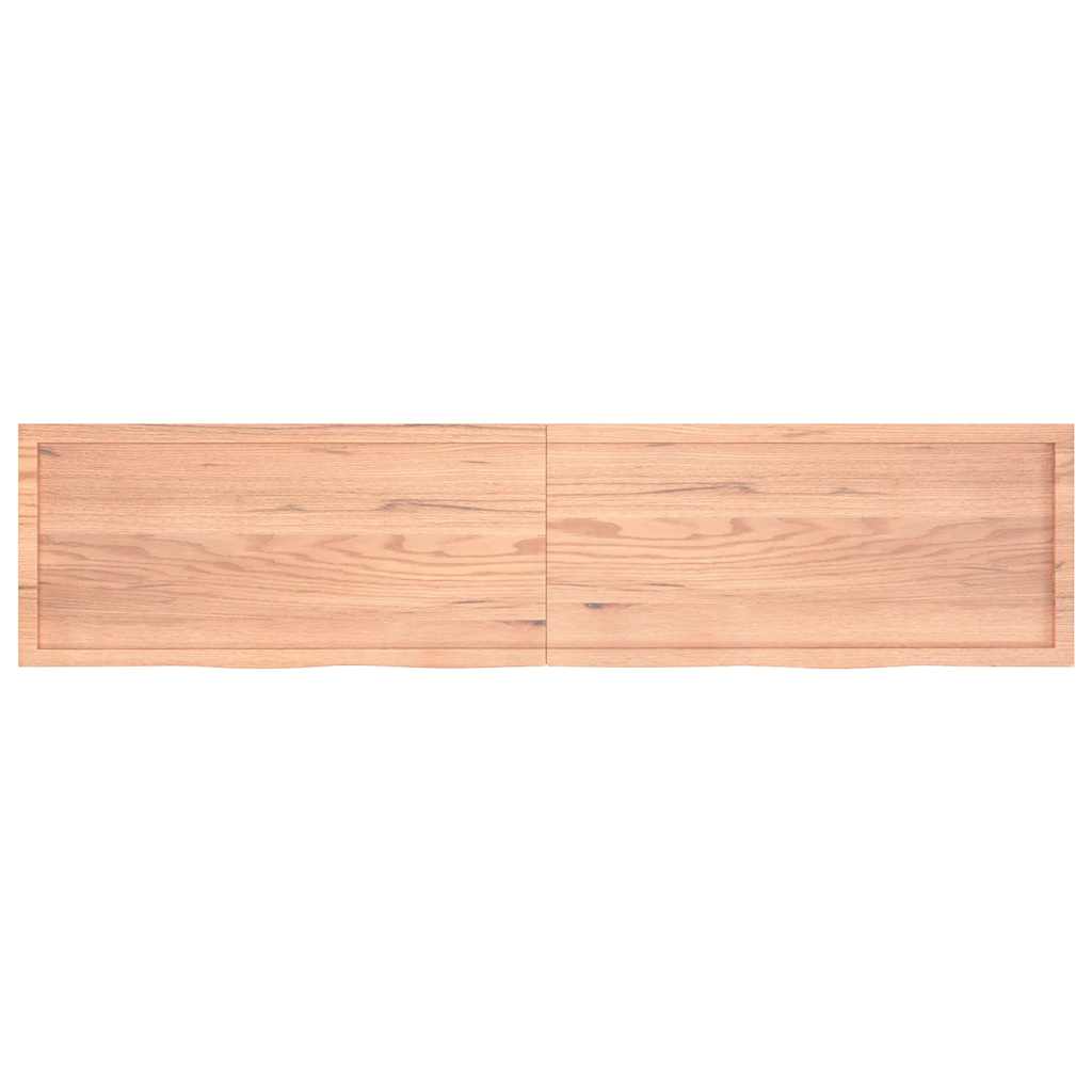 világosbarna kezelt tömör tölgyfa fali polc 220 x 50 x (2-4) cm