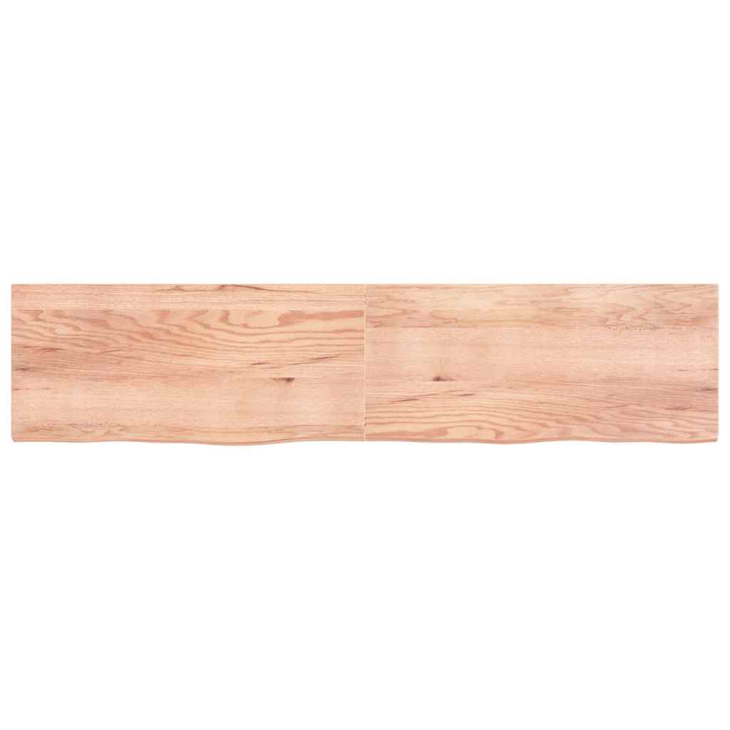 világosbarna kezelt tömör tölgyfa fali polc 220 x 50 x (2-4) cm
