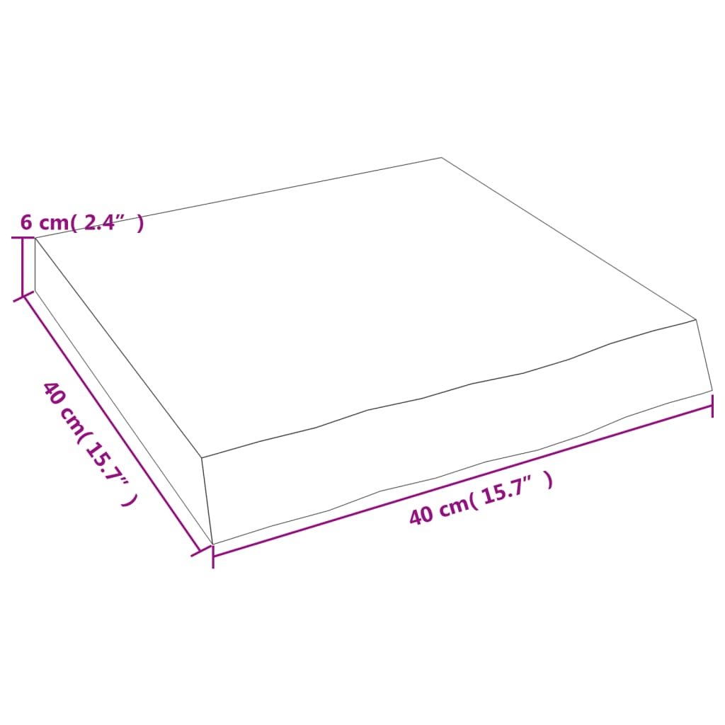 sötétbarna kezelt tömör tölgyfa fali polc 40x40x(2-6) cm