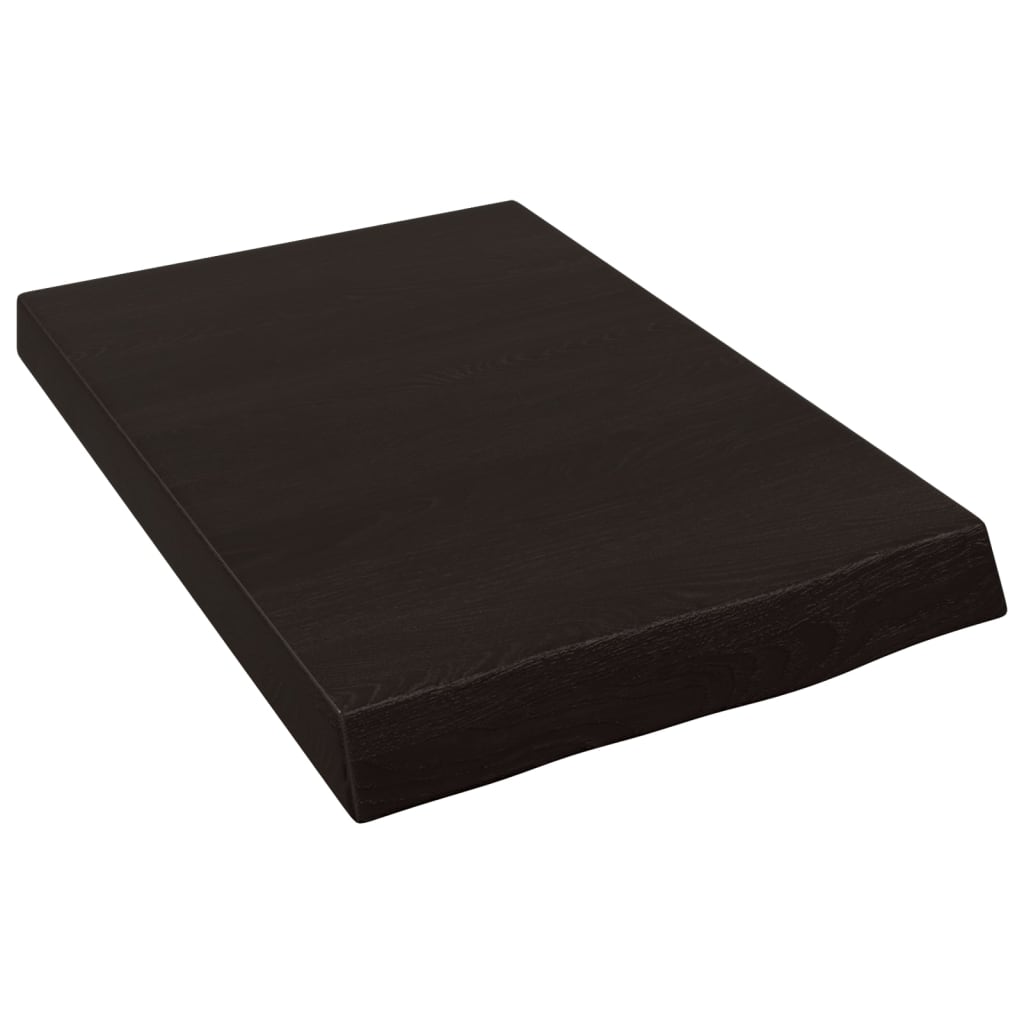 sötétbarna kezelt tömör tölgyfa fali polc 40x60x(2-6) cm