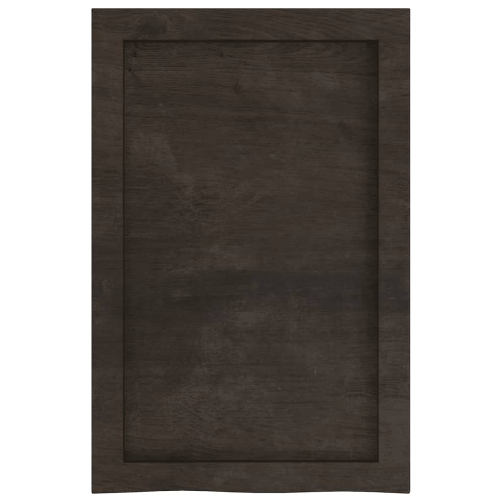 sötétbarna kezelt tömör tölgyfa fali polc 40x60x(2-6) cm