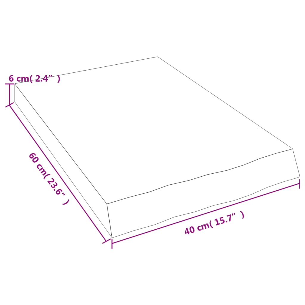 sötétbarna kezelt tömör tölgyfa fali polc 40x60x(2-6) cm