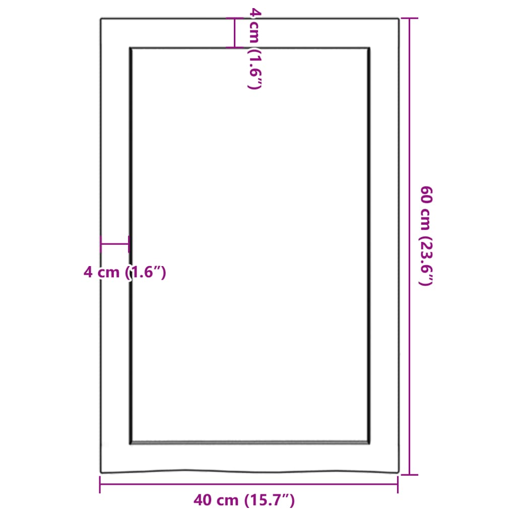 sötétbarna kezelt tömör tölgyfa fali polc 40x60x(2-6) cm