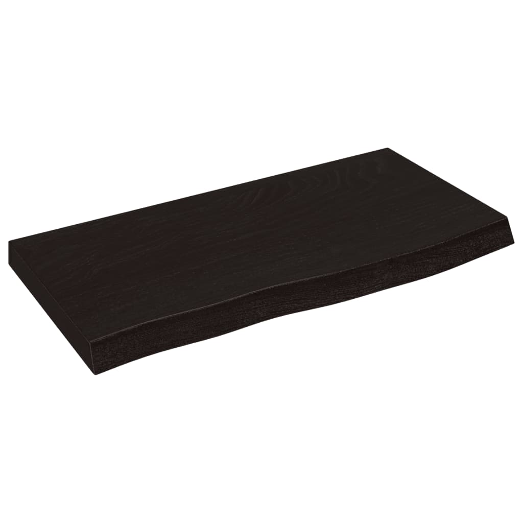 sötétbarna kezelt tömör tölgyfa fali polc 60x30x(2-4) cm