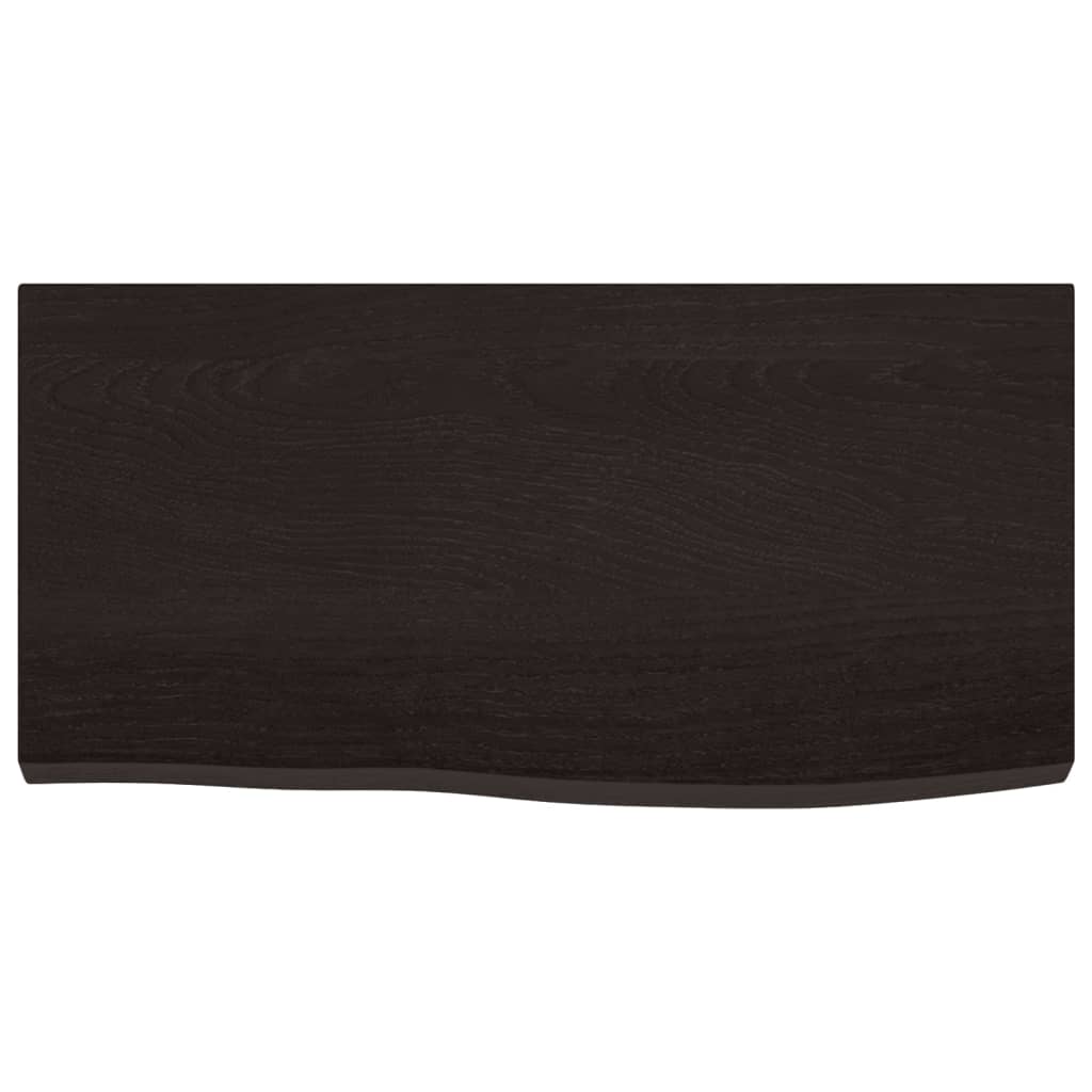 sötétbarna kezelt tömör tölgyfa fali polc 60x30x(2-4) cm
