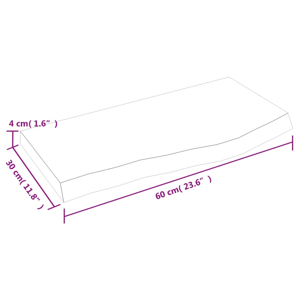 sötétbarna kezelt tömör tölgyfa fali polc 60x30x(2-4) cm