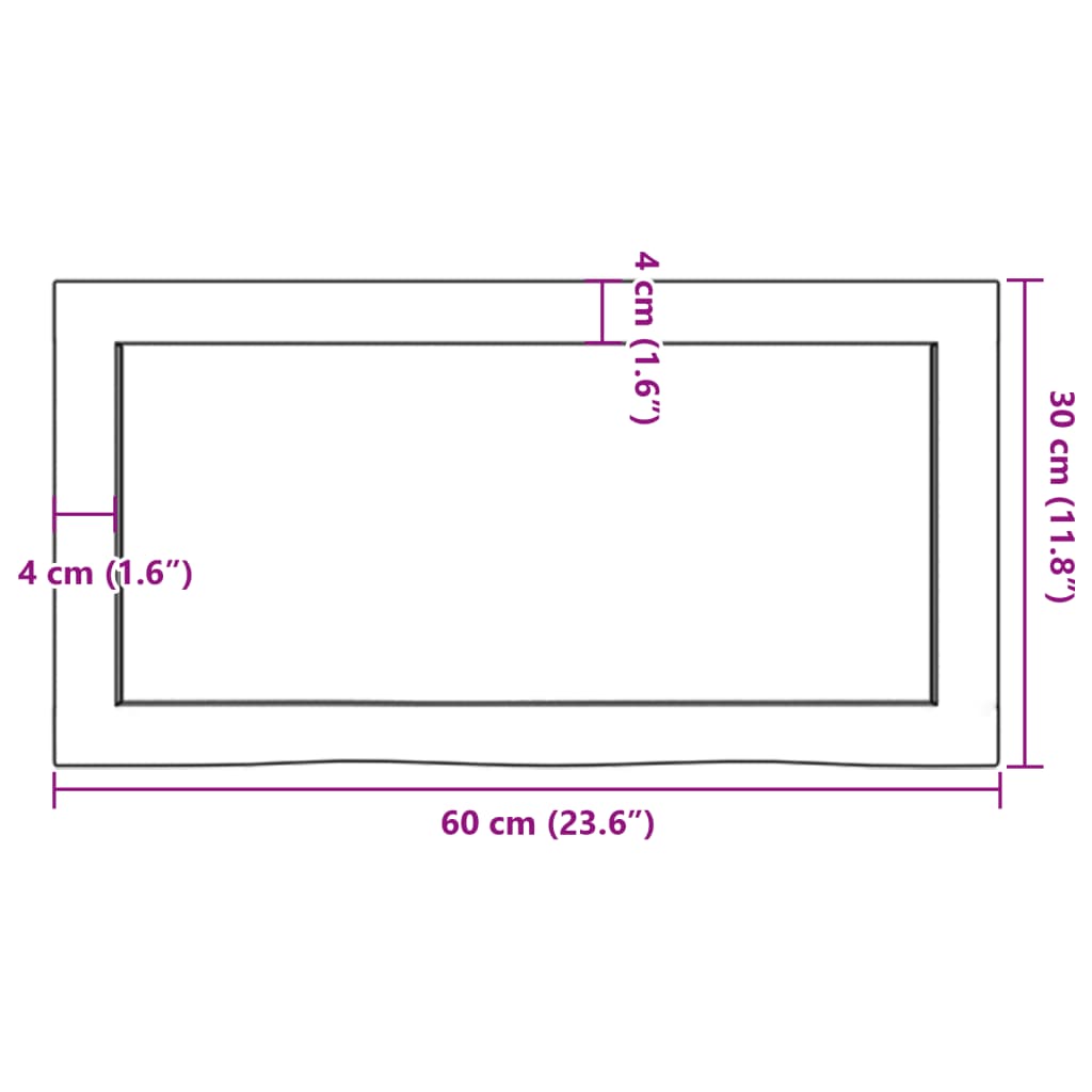 sötétbarna kezelt tömör tölgyfa fali polc 60x30x(2-4) cm