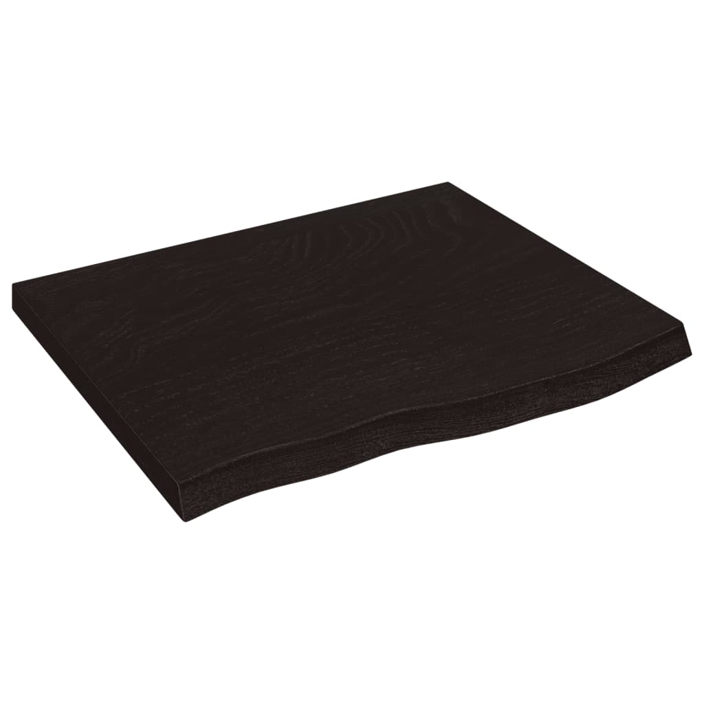 sötétbarna kezelt tömör tölgyfa fali polc 60x50x(2-4) cm