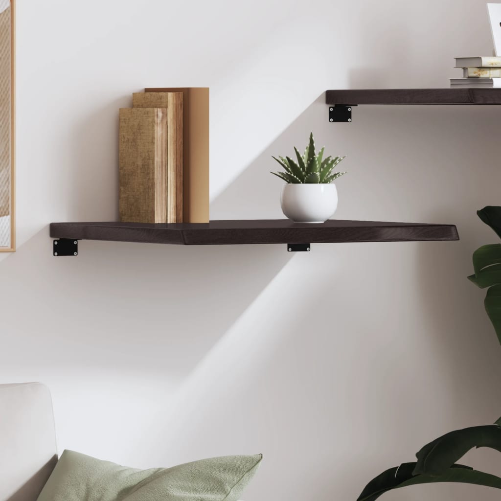 sötétbarna kezelt tömör tölgyfa fali polc 60x50x(2-4) cm