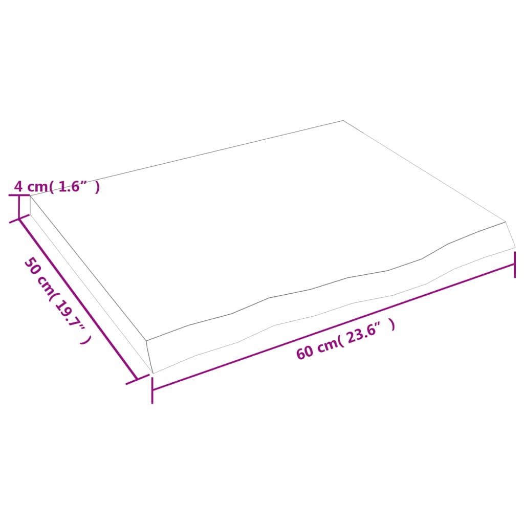 sötétbarna kezelt tömör tölgyfa fali polc 60x50x(2-4) cm