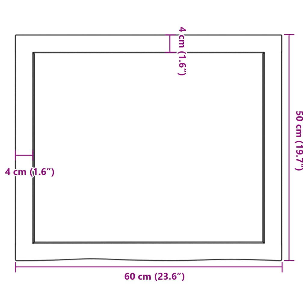 sötétbarna kezelt tömör tölgyfa fali polc 60x50x(2-4) cm