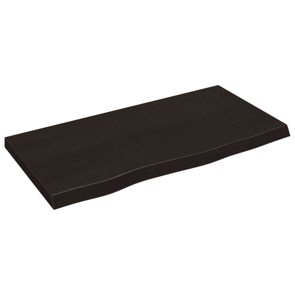 sötétbarna kezelt tömör tölgyfa fali polc 80x40x(2-4) cm