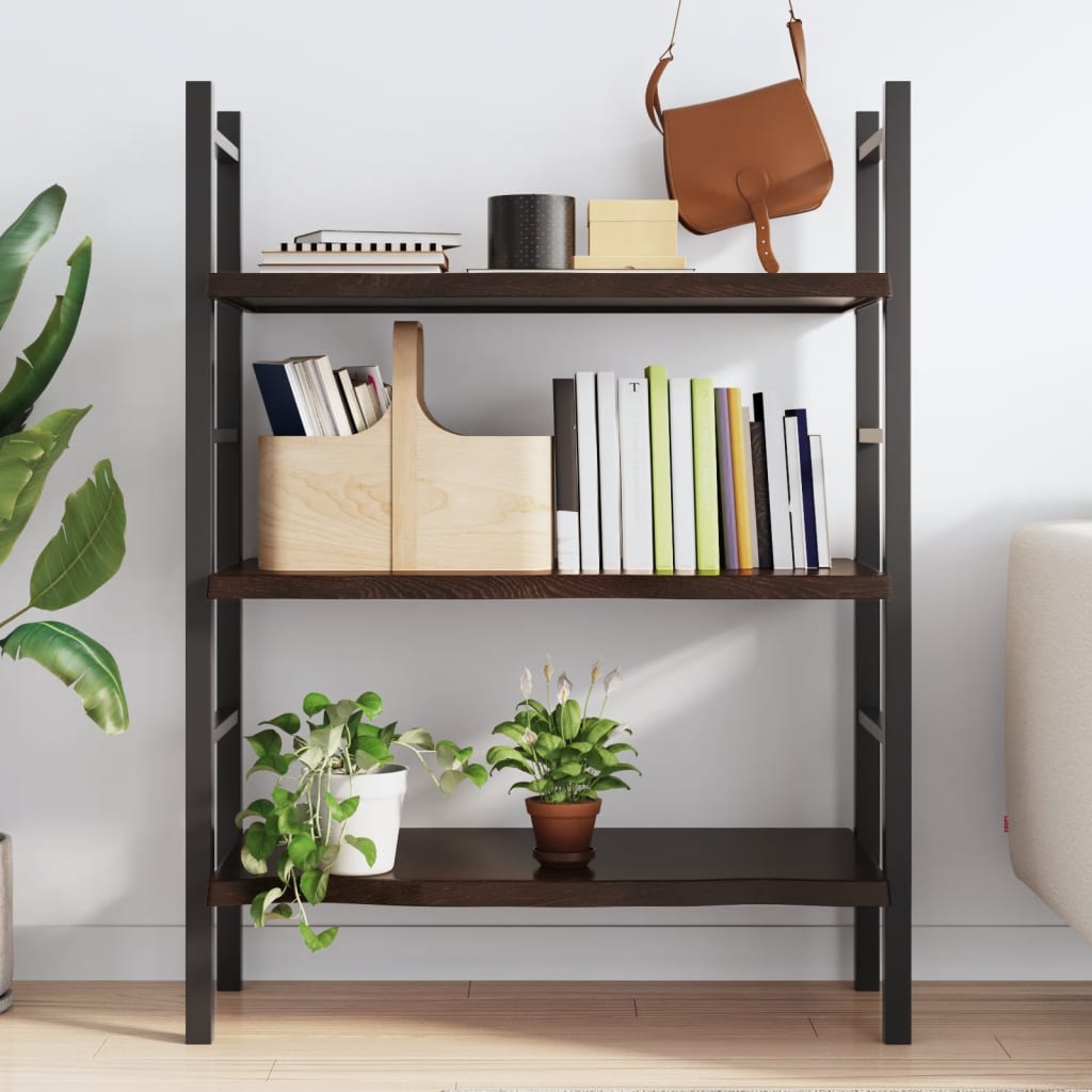 sötétbarna kezelt tömör tölgyfa fali polc 80x40x(2-4) cm