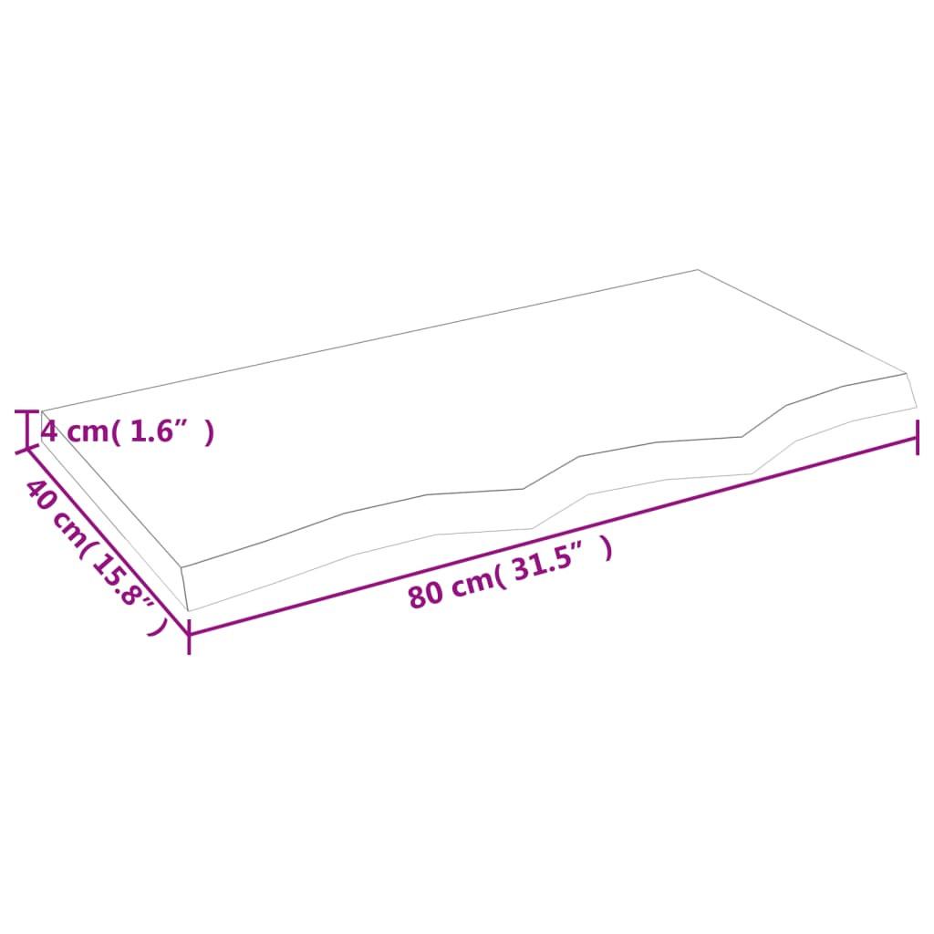 sötétbarna kezelt tömör tölgyfa fali polc 80x40x(2-4) cm