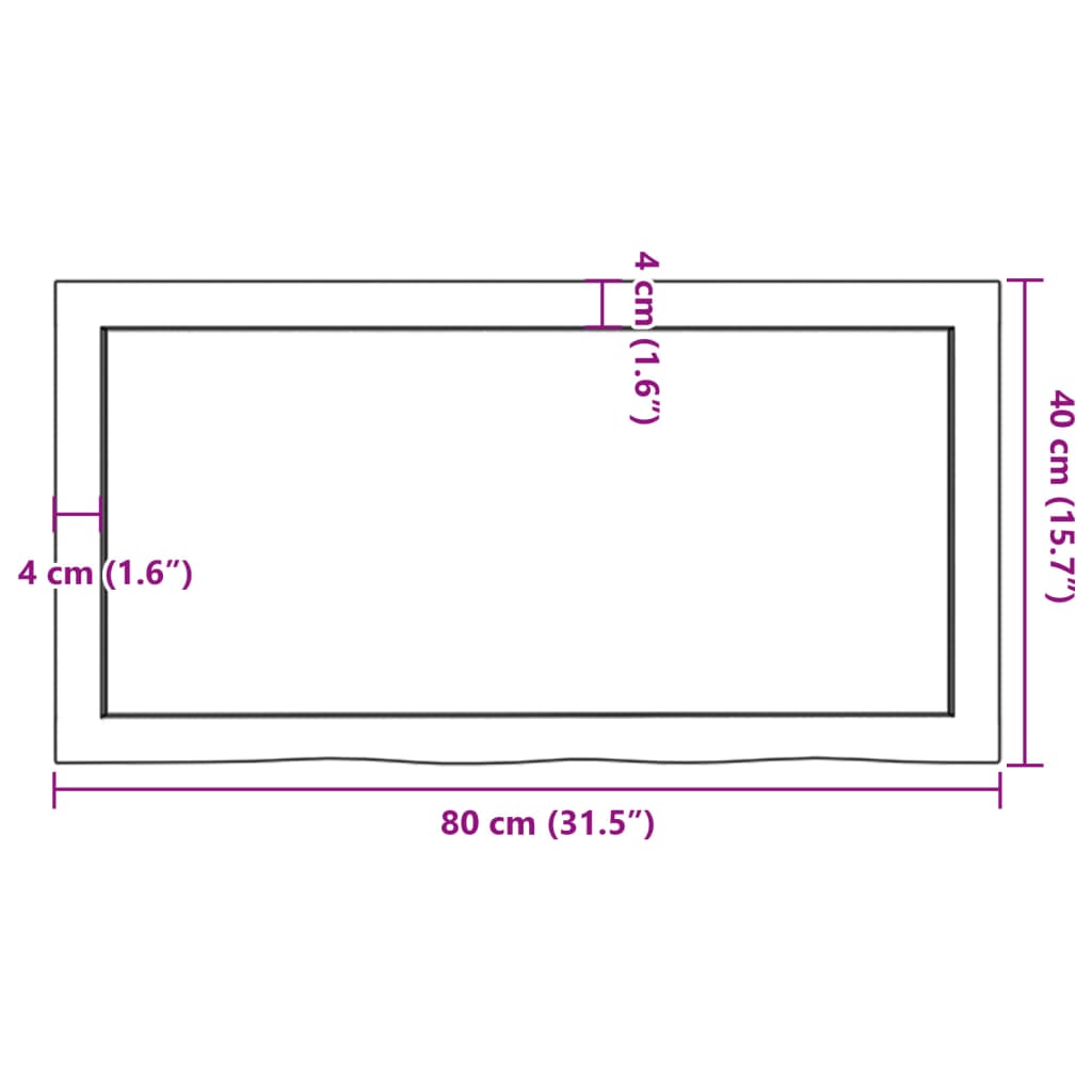 sötétbarna kezelt tömör tölgyfa fali polc 80x40x(2-4) cm