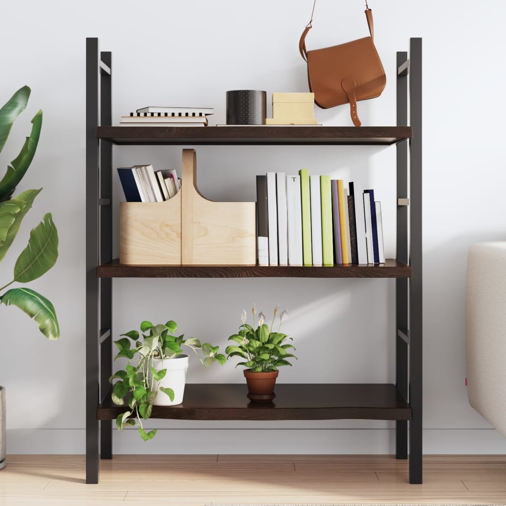 sötétbarna kezelt tömör tölgyfa fali polc 80x60x(2-4) cm