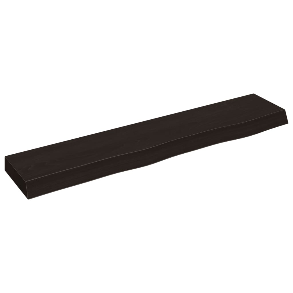 sötétbarna kezelt tömör tölgyfa fali polc 100x20x6 cm