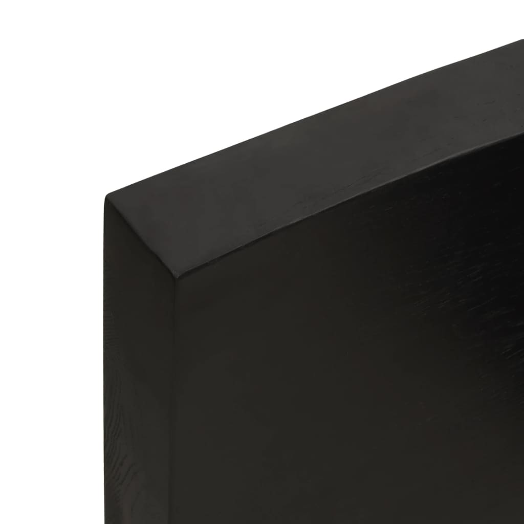 sötétbarna kezelt tömör tölgyfa fali polc 100x20x6 cm