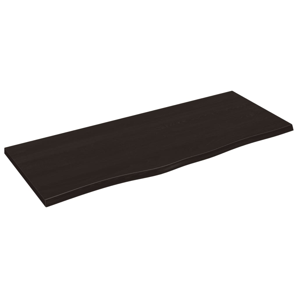 sötétbarna kezelt tömör tölgyfa fali polc 100x40x2 cm