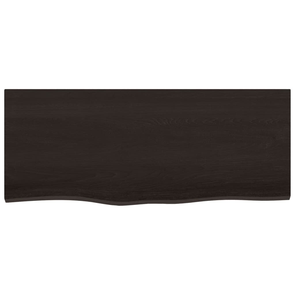 sötétbarna kezelt tömör tölgyfa fali polc 100x40x2 cm