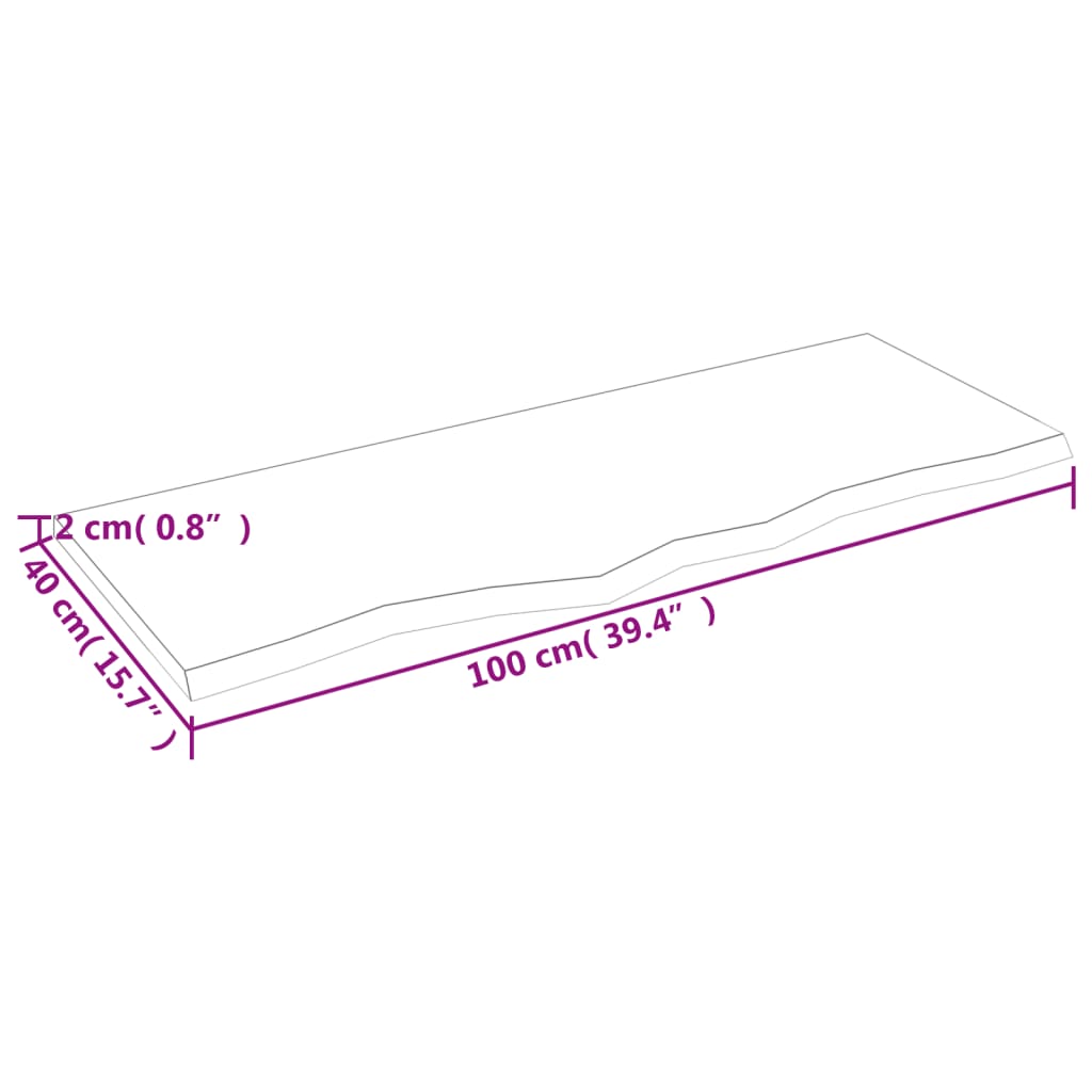 sötétbarna kezelt tömör tölgyfa fali polc 100x40x2 cm