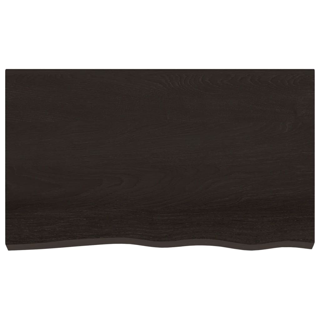 sötétbarna kezelt tömör tölgyfa fali polc 100x60x(2-4) cm