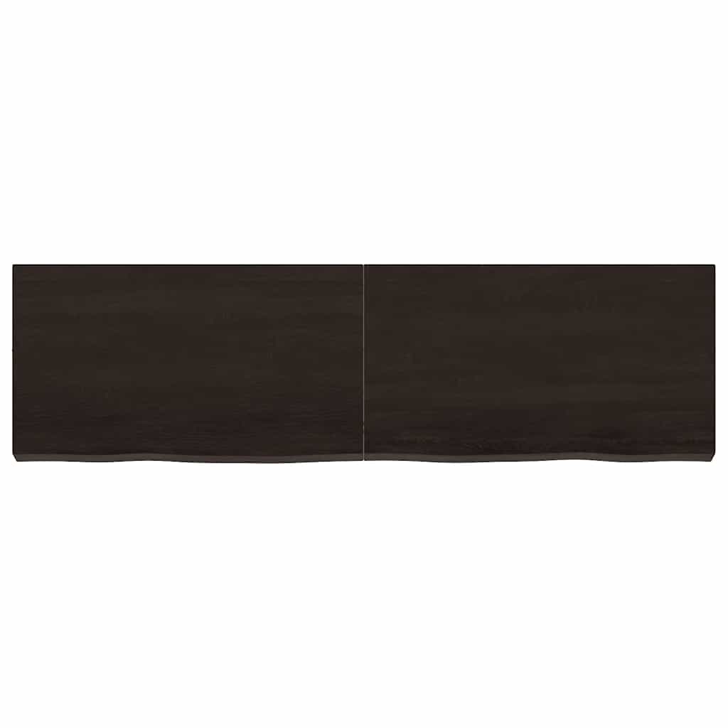 sötétbarna kezelt tömör tölgyfa fali polc 140 x 40 x (2-6) cm
