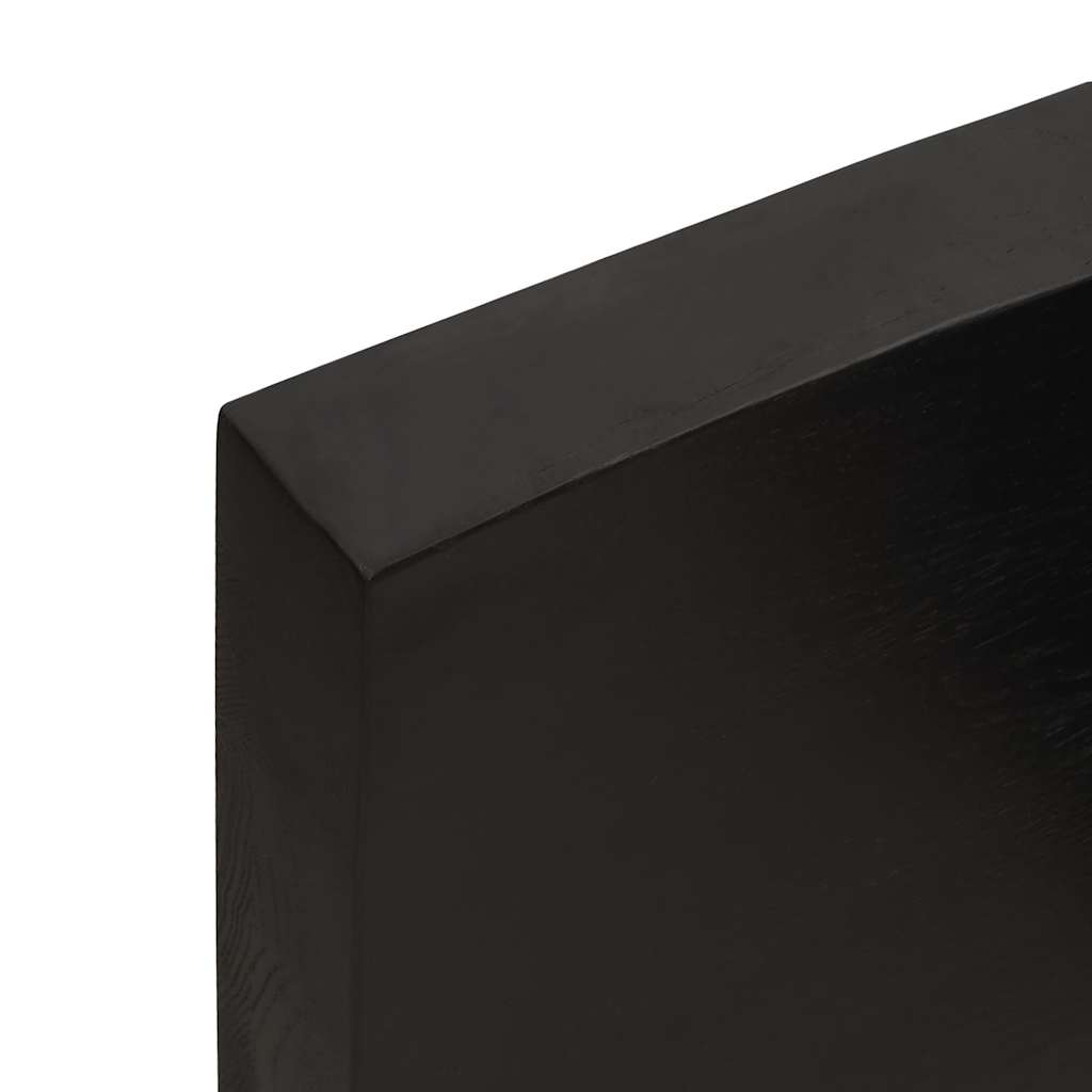 sötétbarna kezelt tömör tölgyfa fali polc 140 x 40 x (2-6) cm