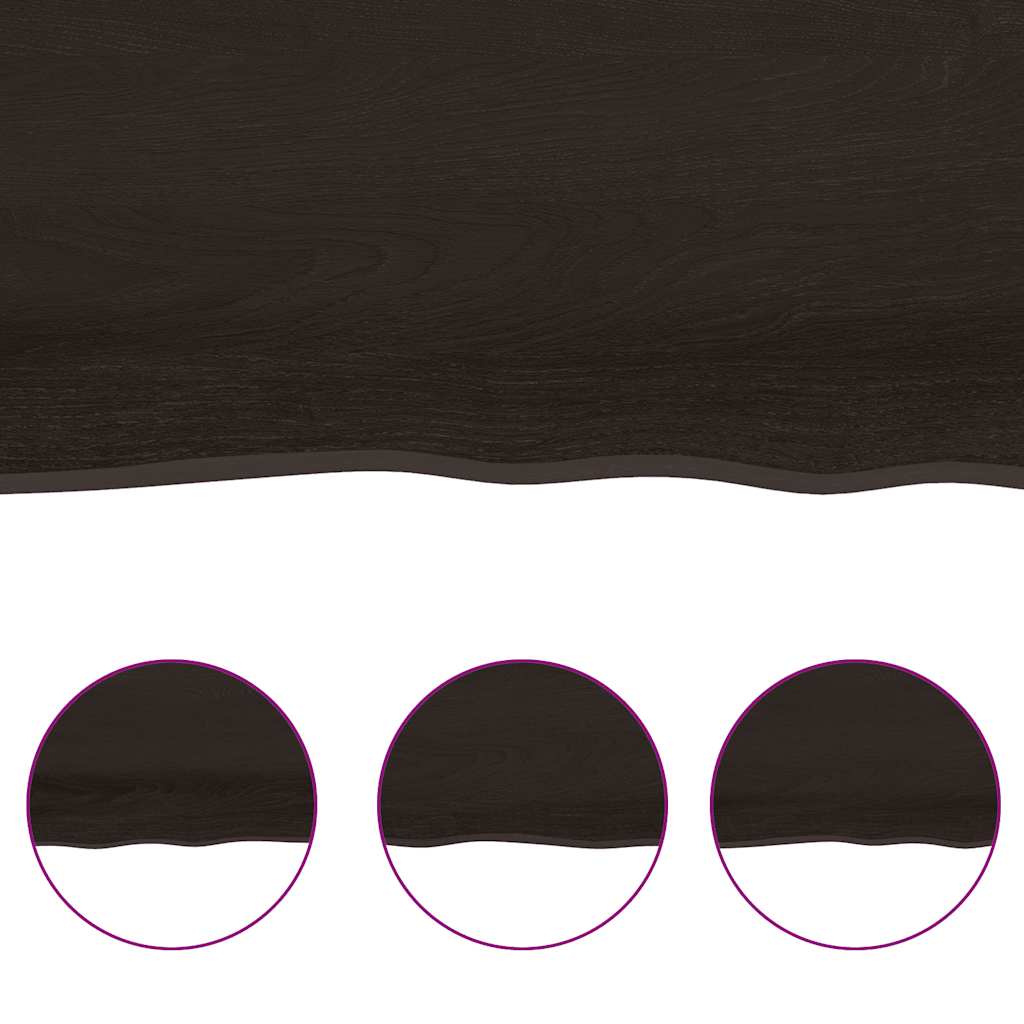 sötétbarna kezelt tömör tölgyfa fali polc 160 x 60 x (2-4) cm