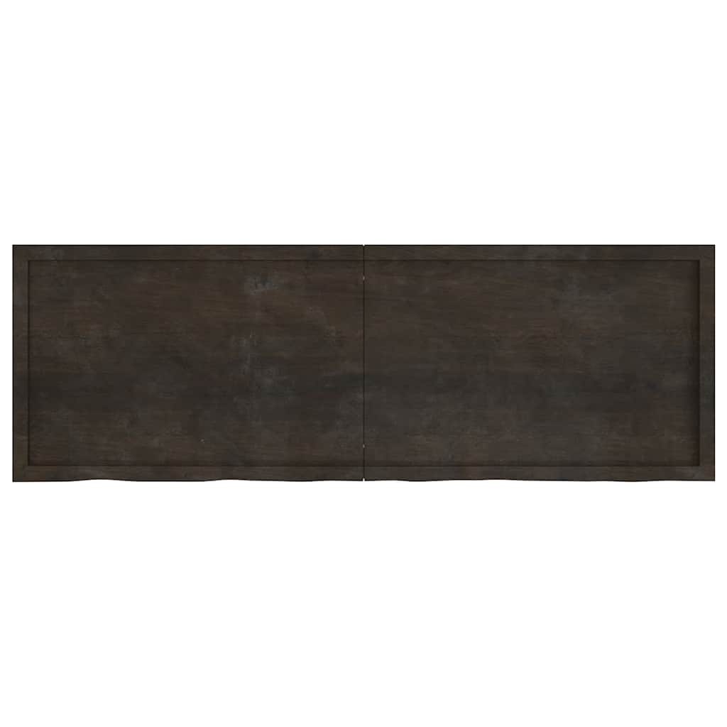 sötétbarna kezelt tömör tölgyfa fali polc 180 x 60 x (2-6) cm