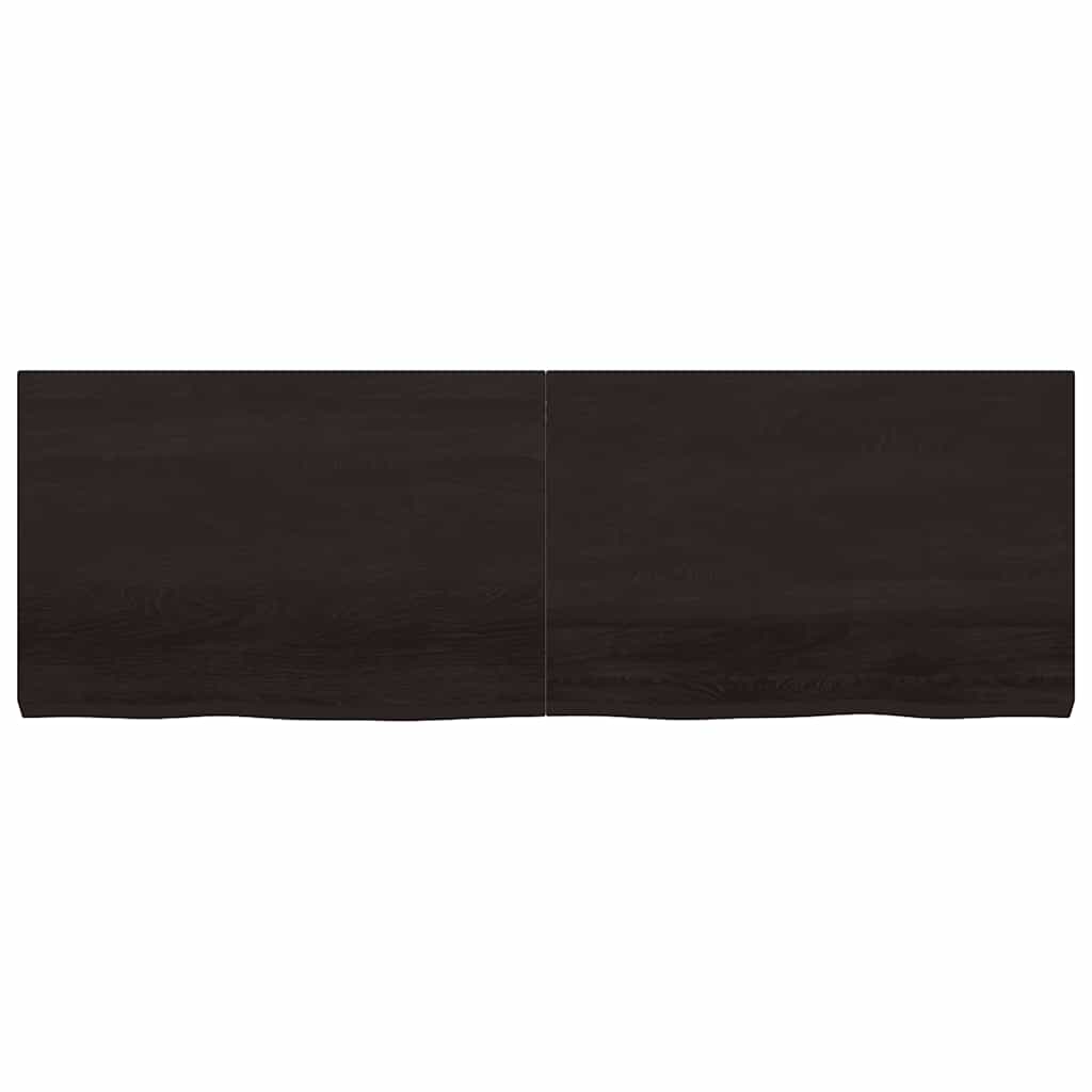 sötétbarna kezelt tömör tölgyfa fali polc 180 x 60 x (2-6) cm