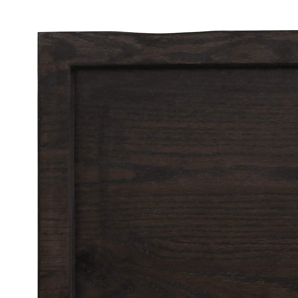 sötétbarna kezelt tömör tölgyfa fali polc 180 x 60 x (2-6) cm