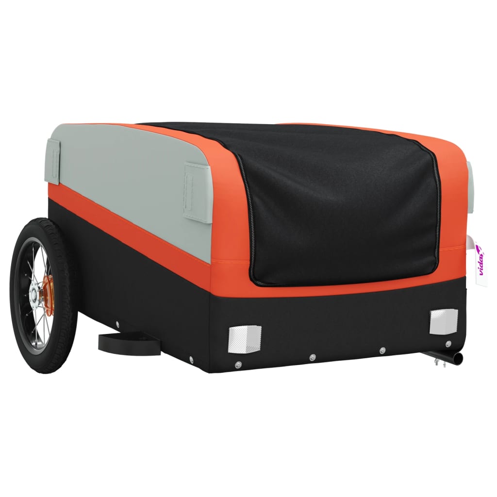 fekete-narancssárga vas kerékpár-utánfutó 30 kg