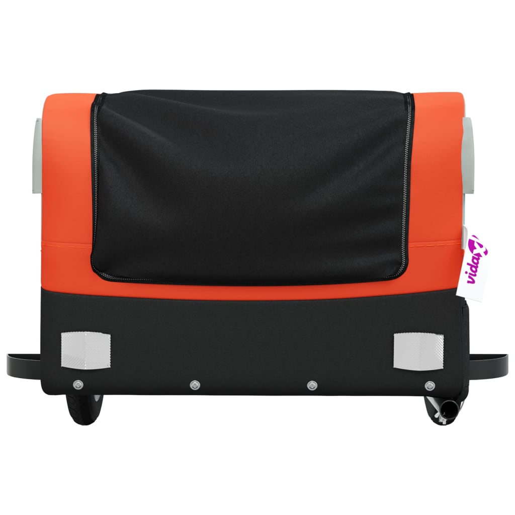 fekete-narancssárga vas kerékpár-utánfutó 30 kg