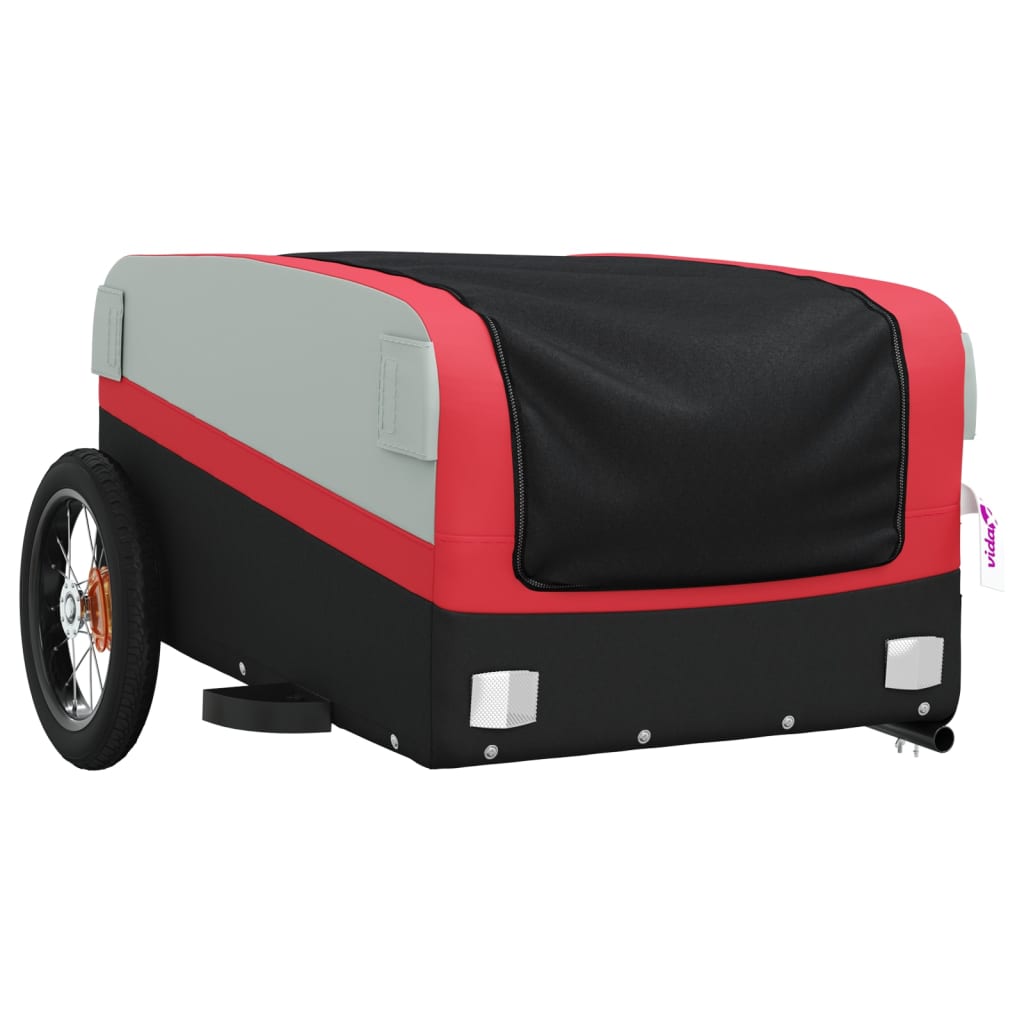 fekete-piros vas kerékpár-utánfutó 30 kg