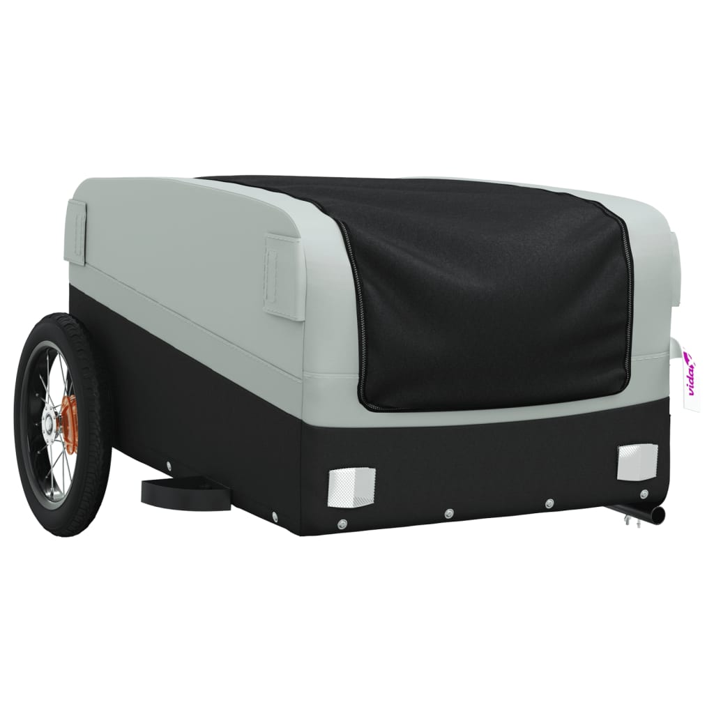 fekete-szürke vas kerékpár-utánfutó 30 kg