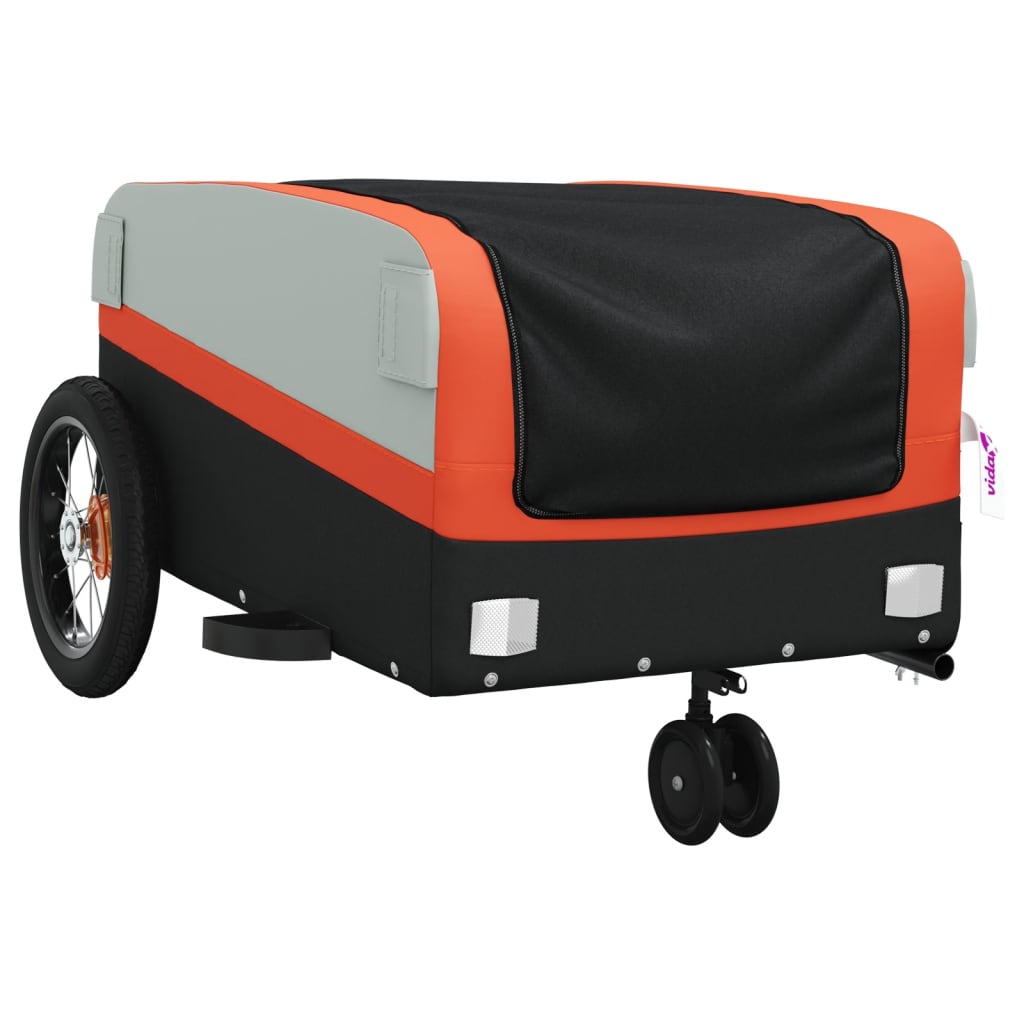 fekete-narancssárga vas kerékpár-utánfutó 30 kg