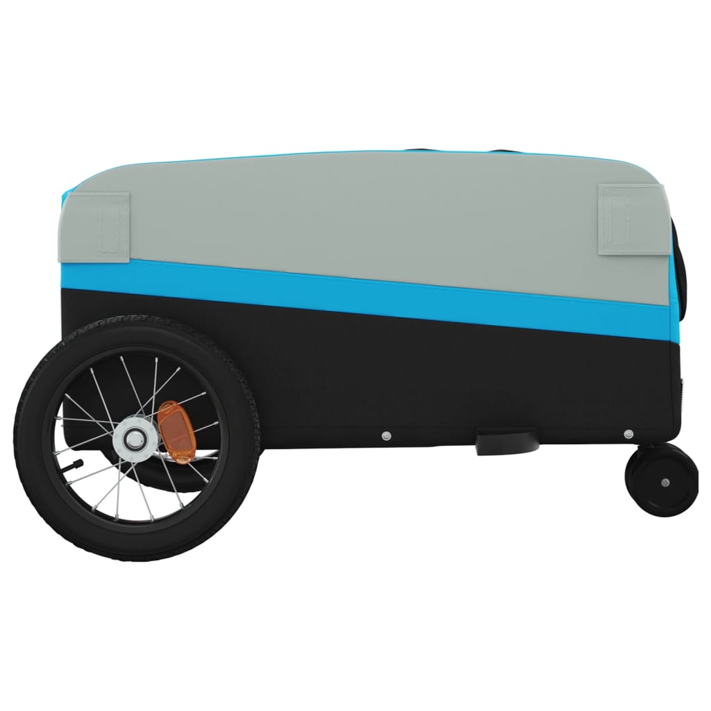 fekete-kék vas kerékpár-utánfutó 30 kg