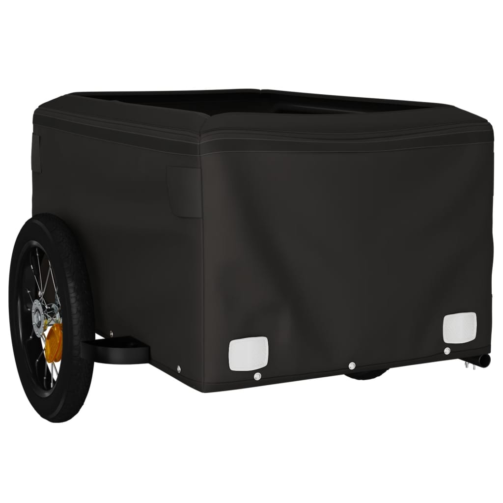 fekete-narancssárga vas kerékpár-utánfutó 30 kg