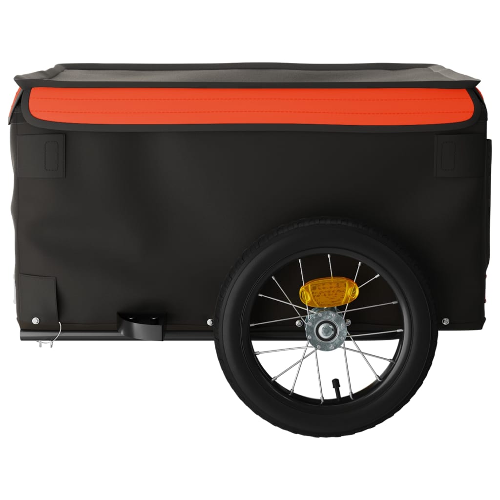 fekete-narancssárga vas kerékpár-utánfutó 30 kg