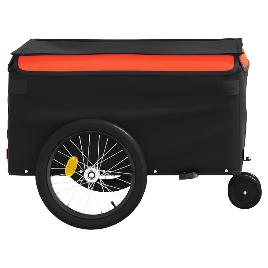 fekete-narancssárga vas kerékpár-utánfutó 30 kg