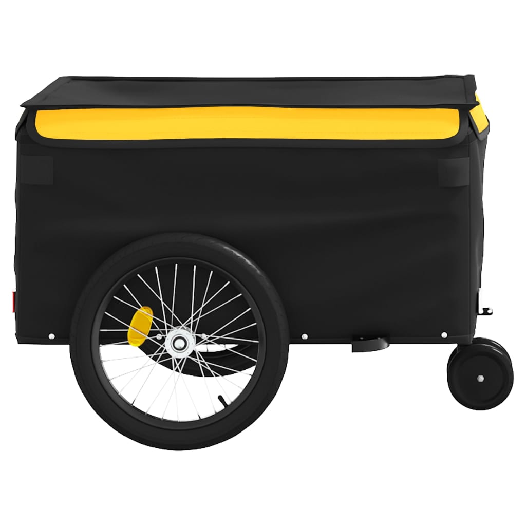 fekete-sárga vas kerékpár-utánfutó 30 kg
