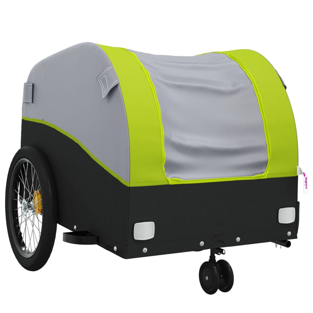 fekete-zöld vas kerékpár-utánfutó 30 kg