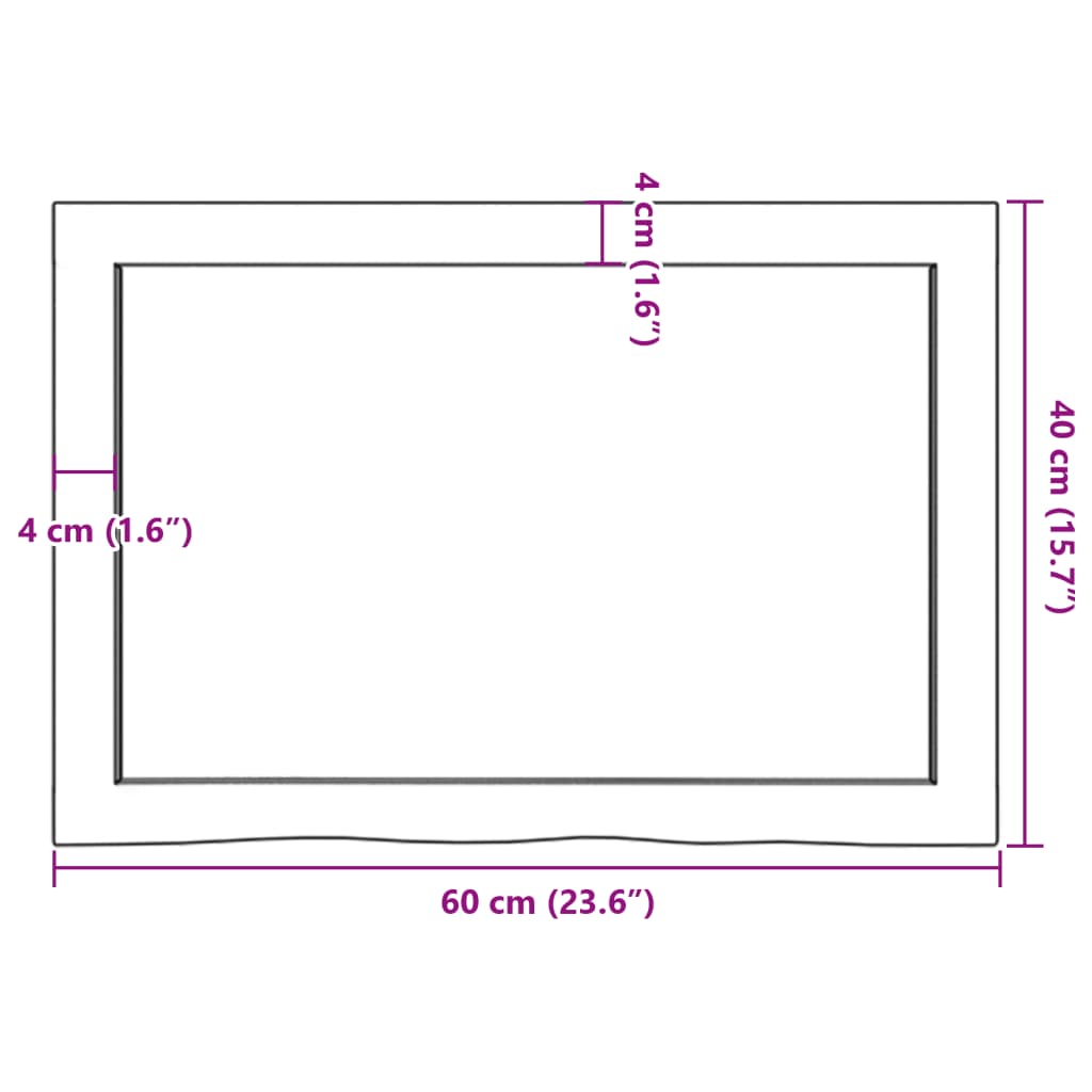 kezeletlen tömör tölgyfa asztallap 60x40x(2-4) cm