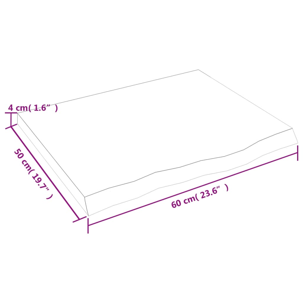 kezeletlen tömör tölgyfa asztallap 60x50x(2-4) cm