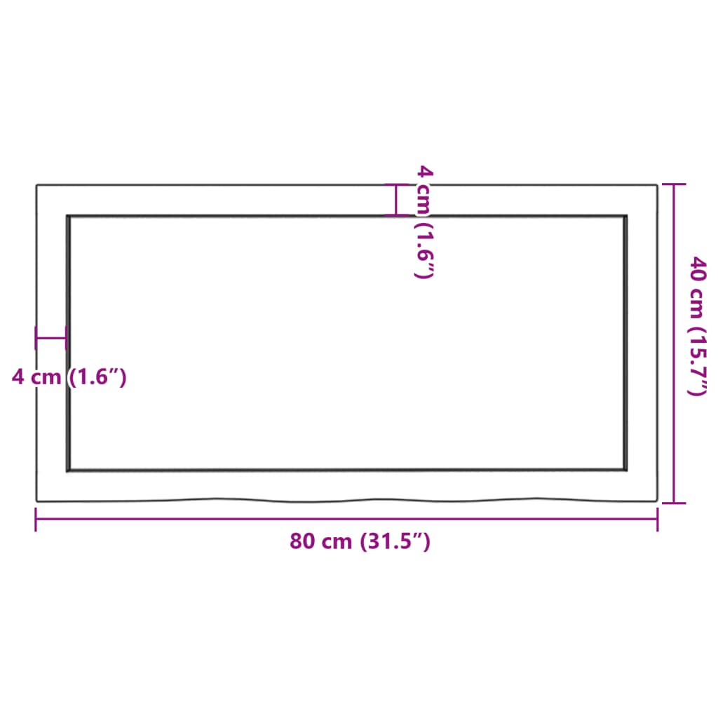 világosbarna kezelt tömör tölgyfa asztallap 80x40x(2-4) cm