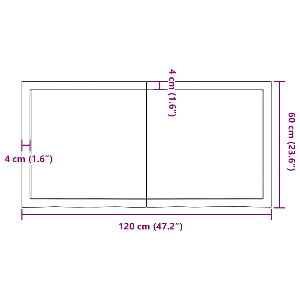 világosbarna kezelt tömör tölgyfa asztallap 120x60x(2-6) cm