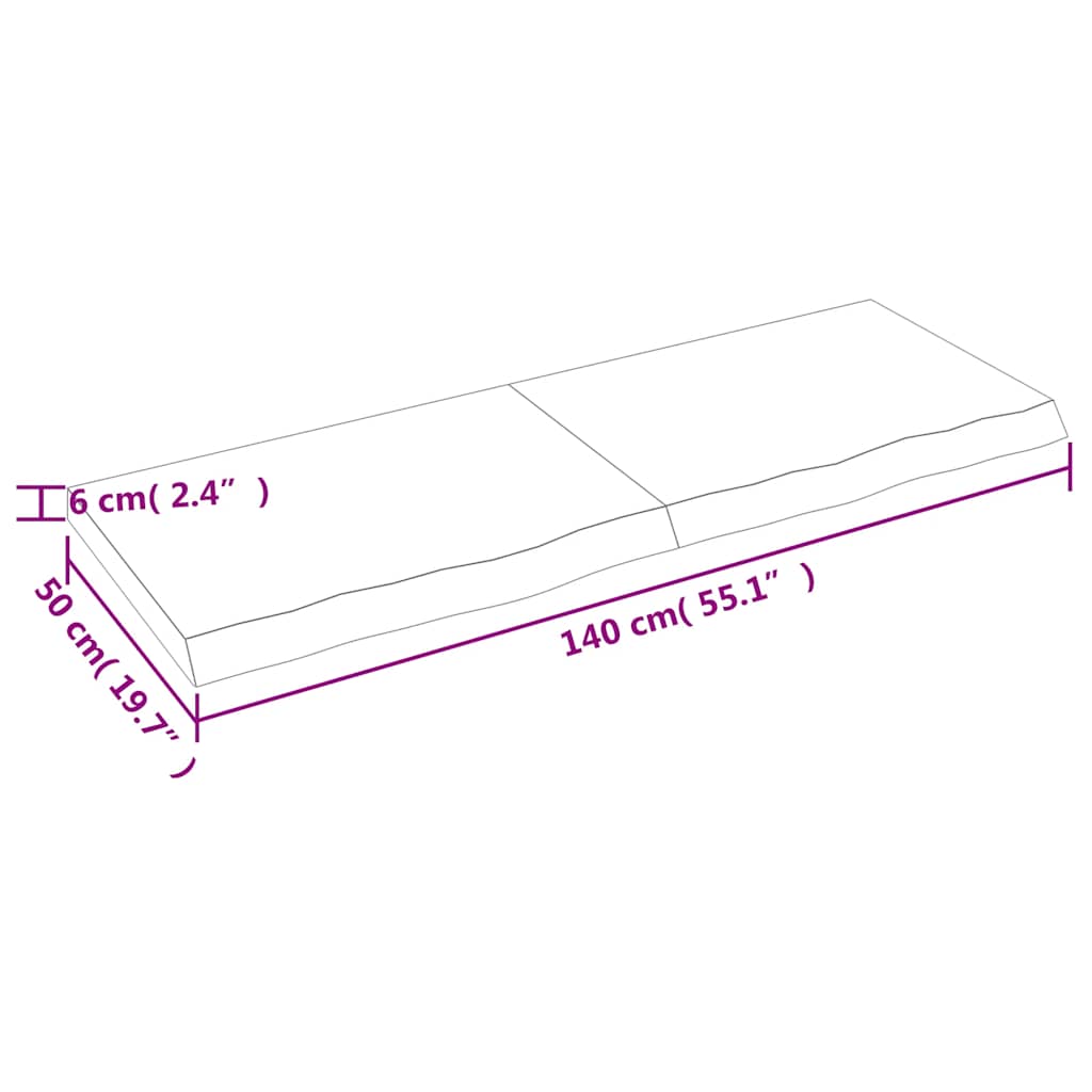 világosbarna kezelt tömör tölgyfa asztallap 140x50x(2-6) cm