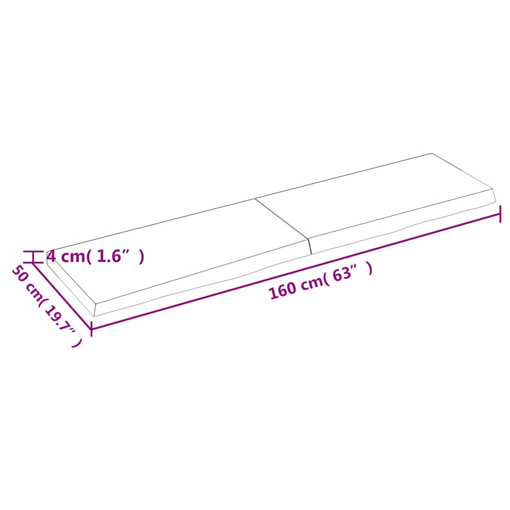 világosbarna kezelt tömör tölgyfa asztallap 160x50x(2-4) cm