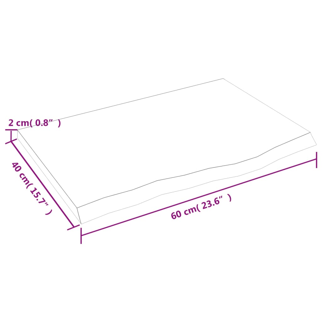 sötétbarna kezelt tömör tölgyfa asztallap 60x40x2 cm